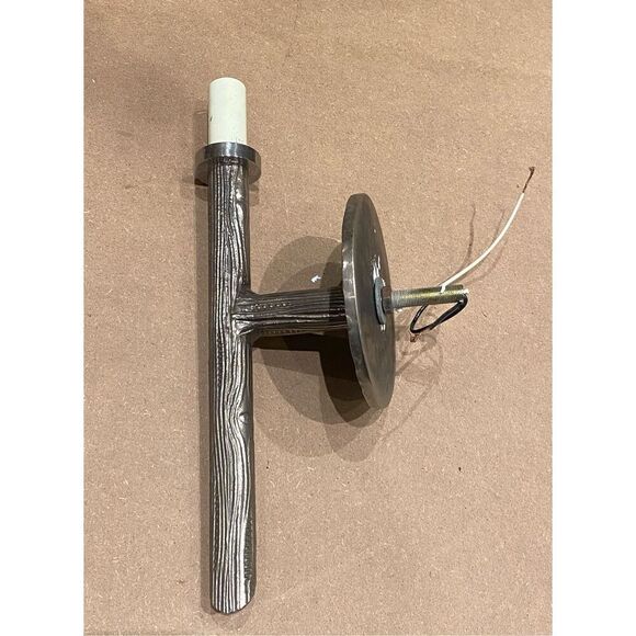 Vintage Modern Wall Sconce with Industrial and Organic Wood Grain Elements - Picture 4 of 7